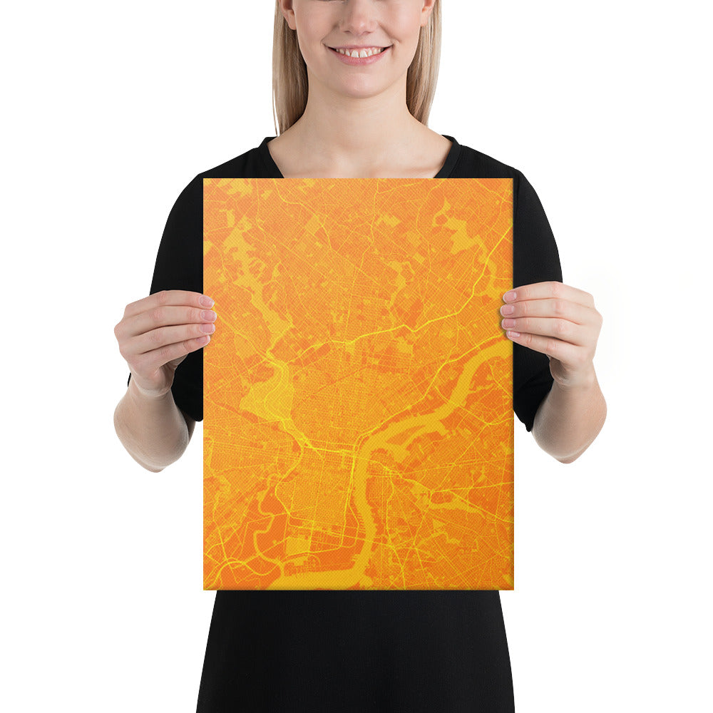 Philadelphia Orange and Yellow Canvas Map