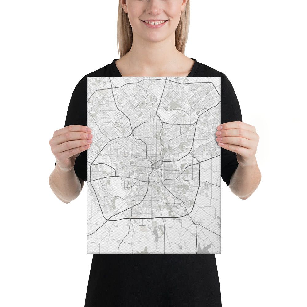 San Antonio White Canvas Map