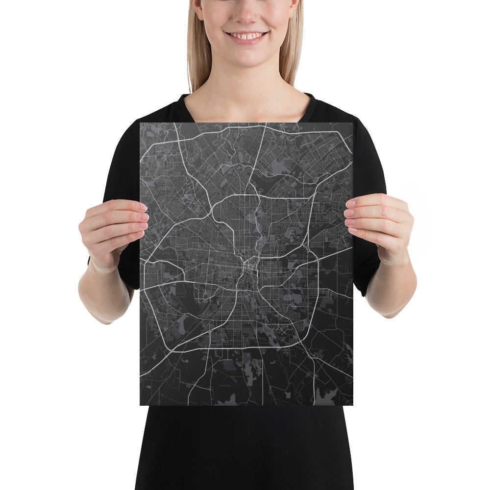 San Antonio Black Canvas Map