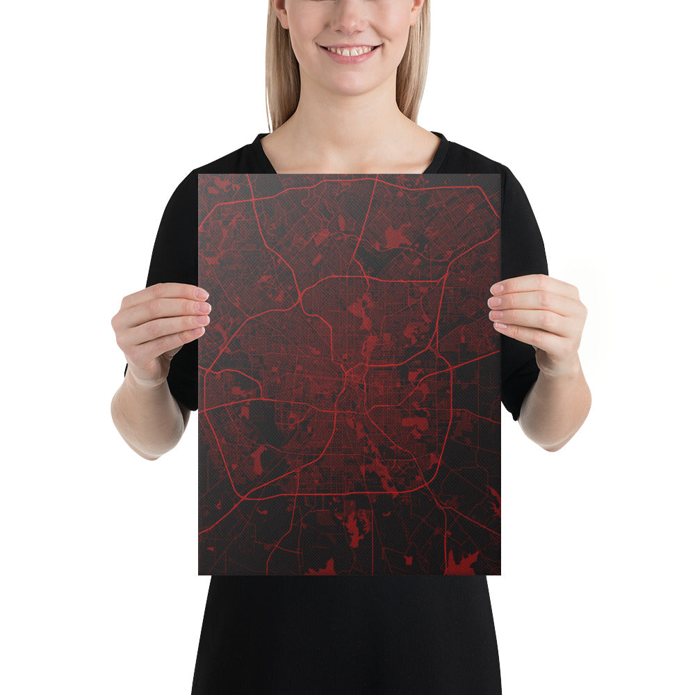 San Antonio Black and Red Canvas Map