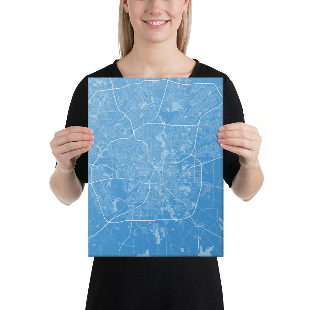 San Antonio Blue and White Canvas Map