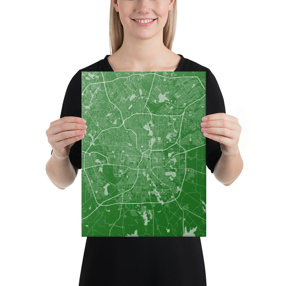 San Antonio Green and White Canvas Map