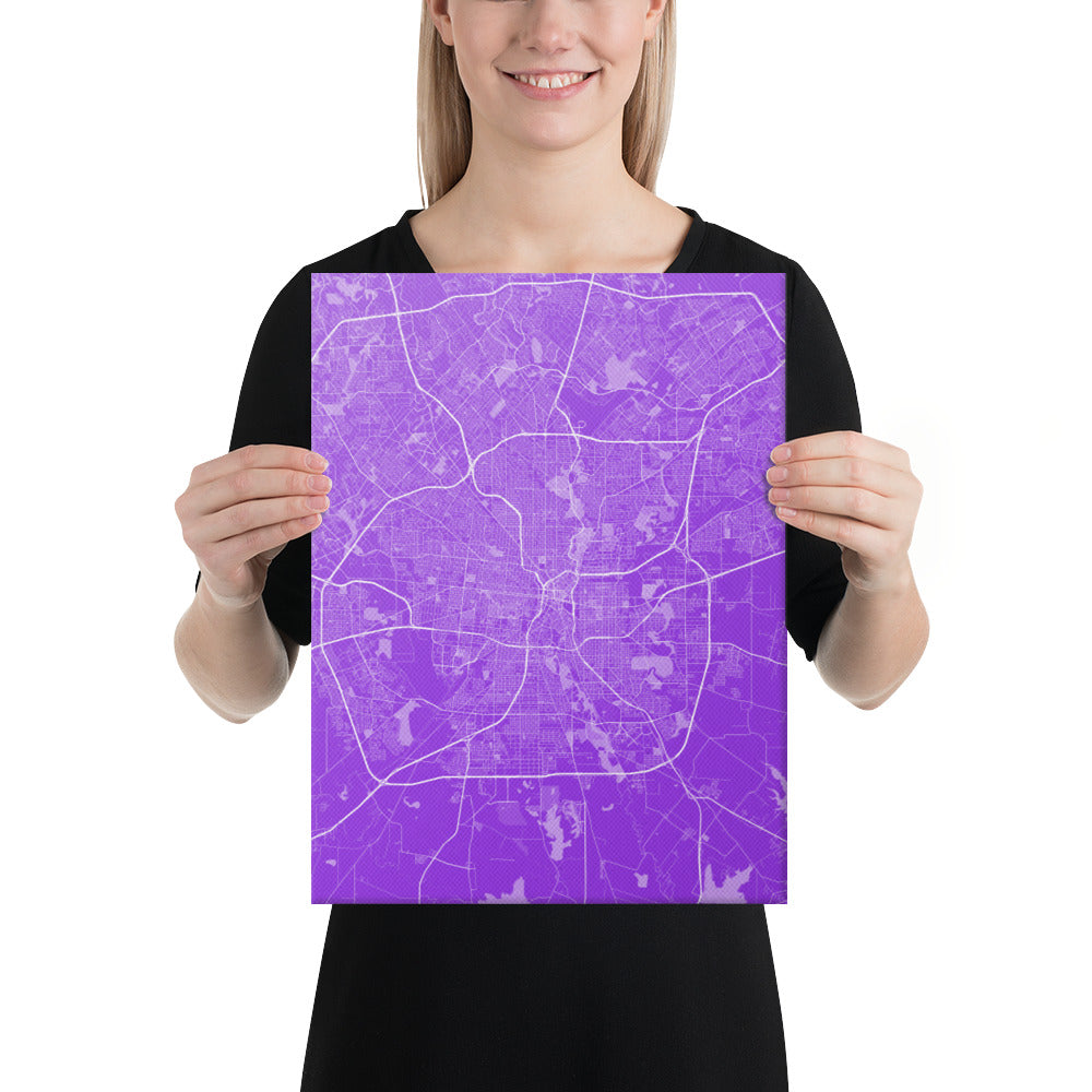 San Antonio Purple and White Canvas Map