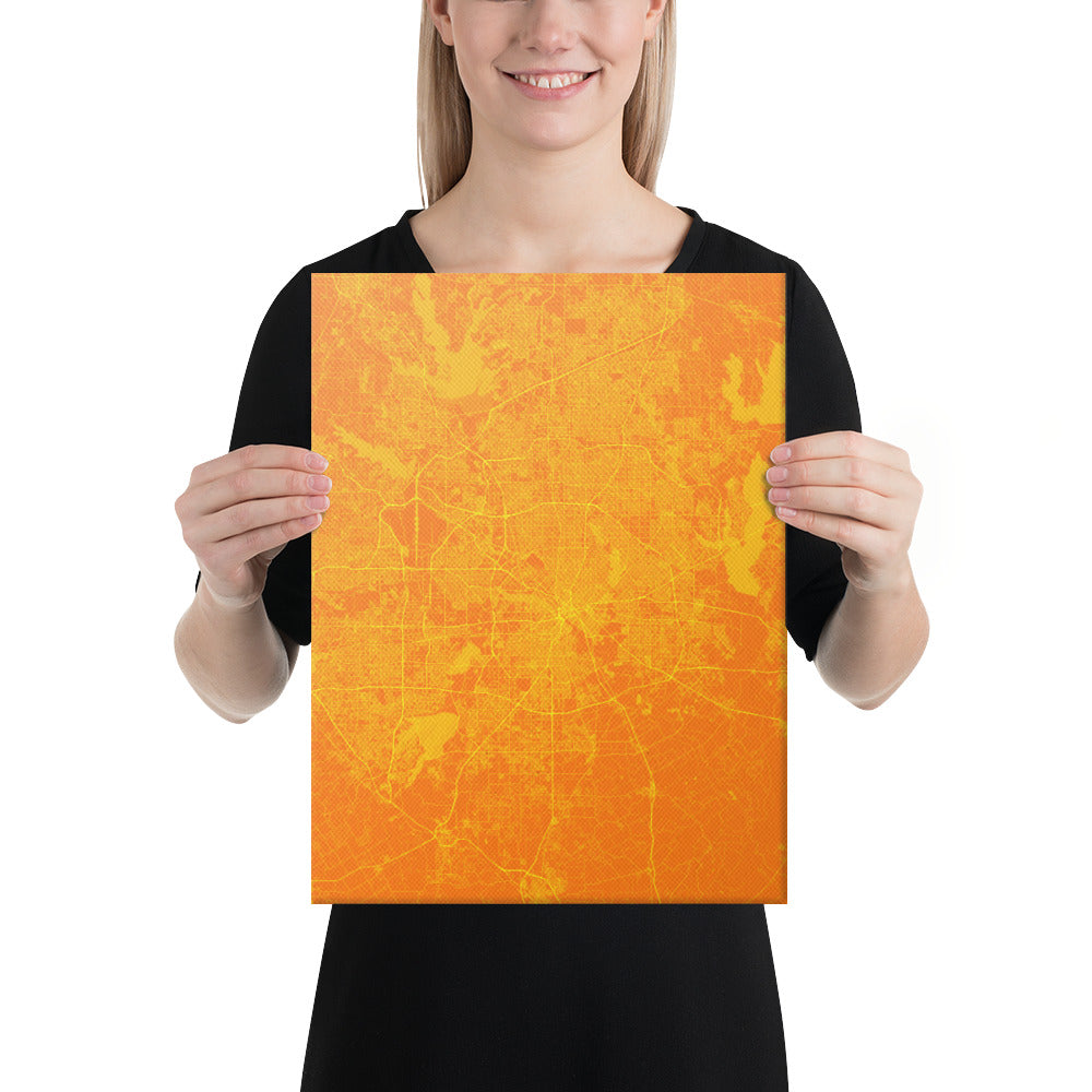 Dallas Orange and Yellow Canvas Map