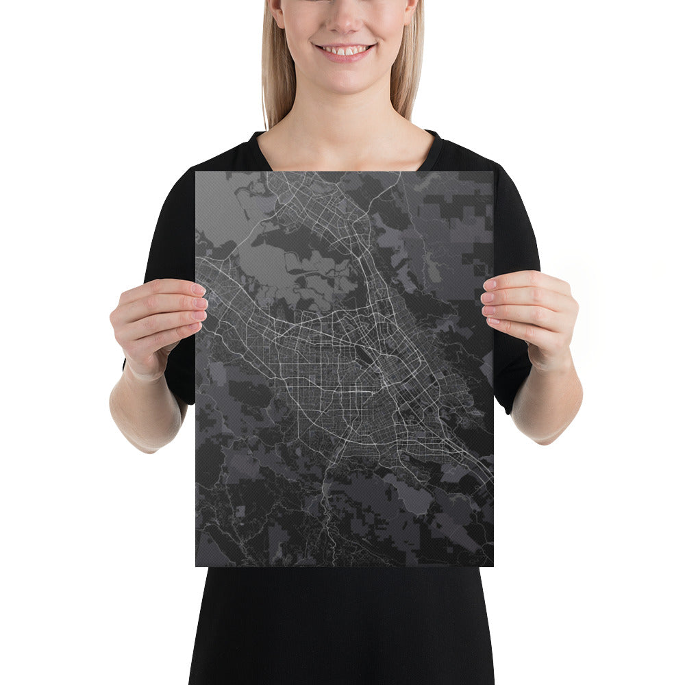 San Jose Black Canvas Map