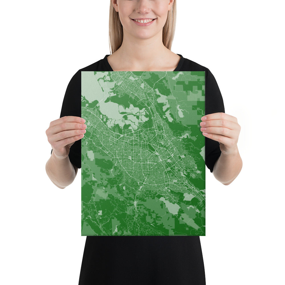 San Jose Green and White Canvas Map