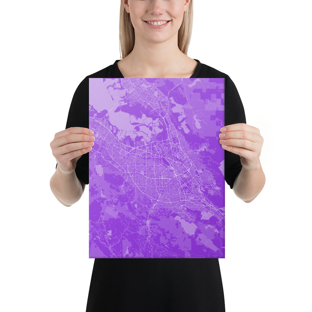 San Jose Purple and White Canvas Map