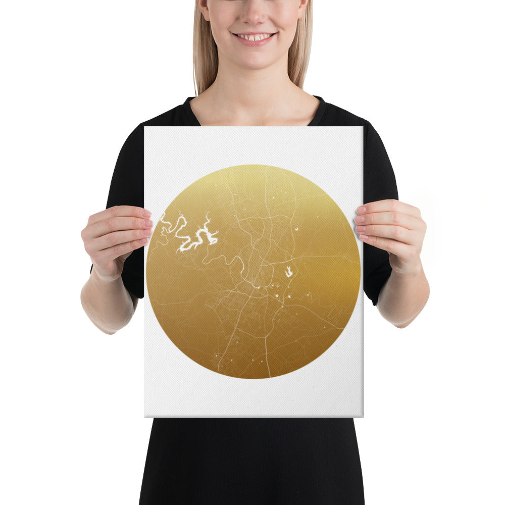 Austin Gold on White Canvas Map