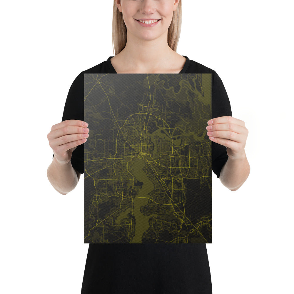 Jacksonville Black and Yellow Canvas Map