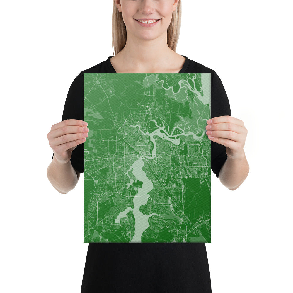 Jacksonville Green and White Canvas Map