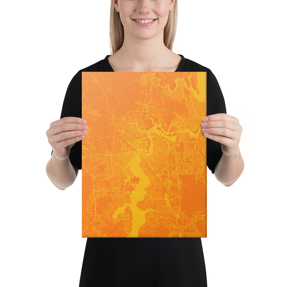 Jacksonville Orange and Yellow Canvas Map