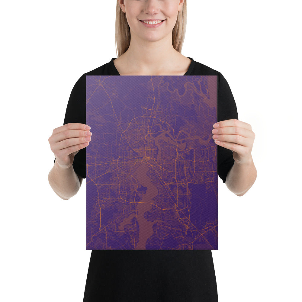 Jacksonville Purple and Orange Canvas Map