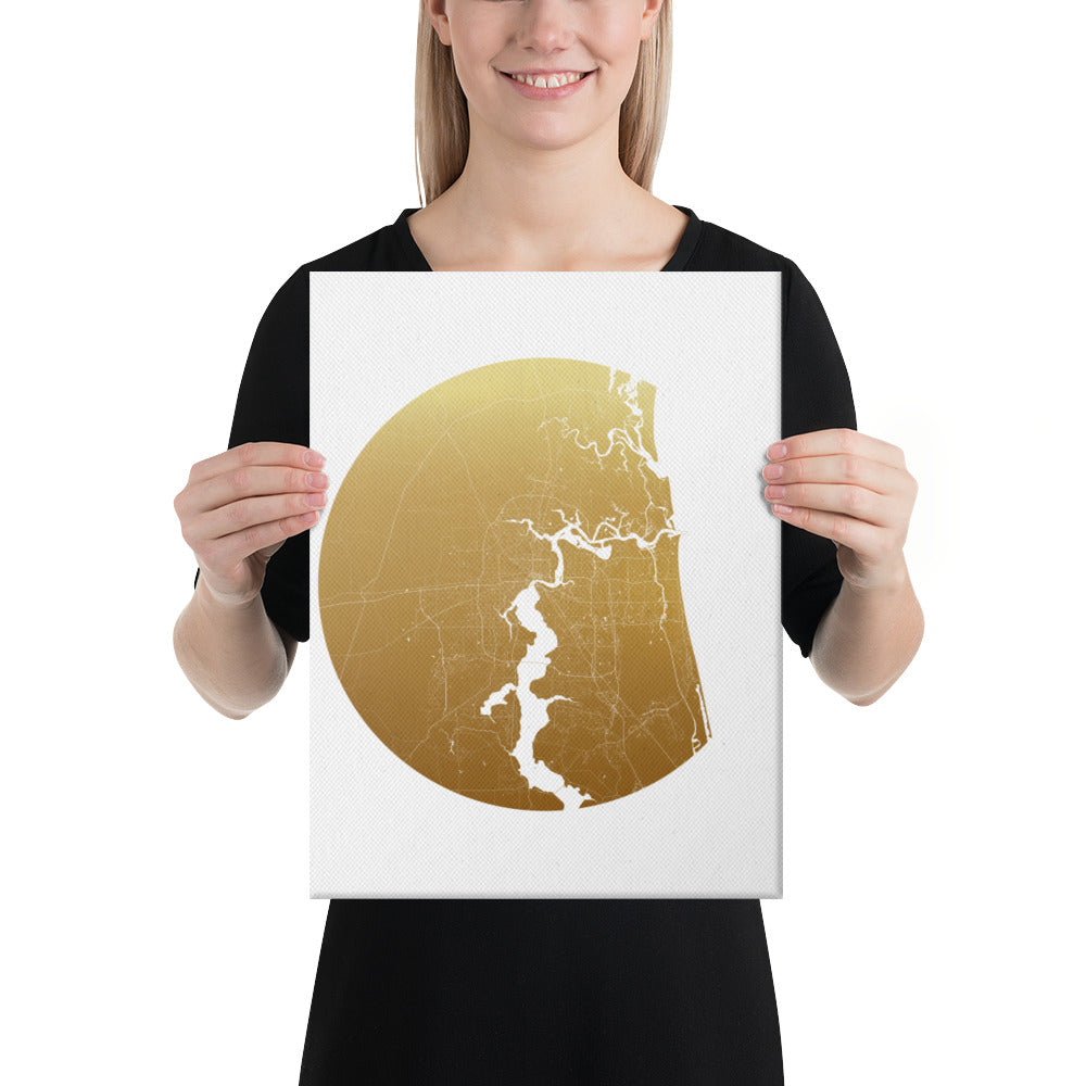 Jacksonville Gold on White Canvas Map