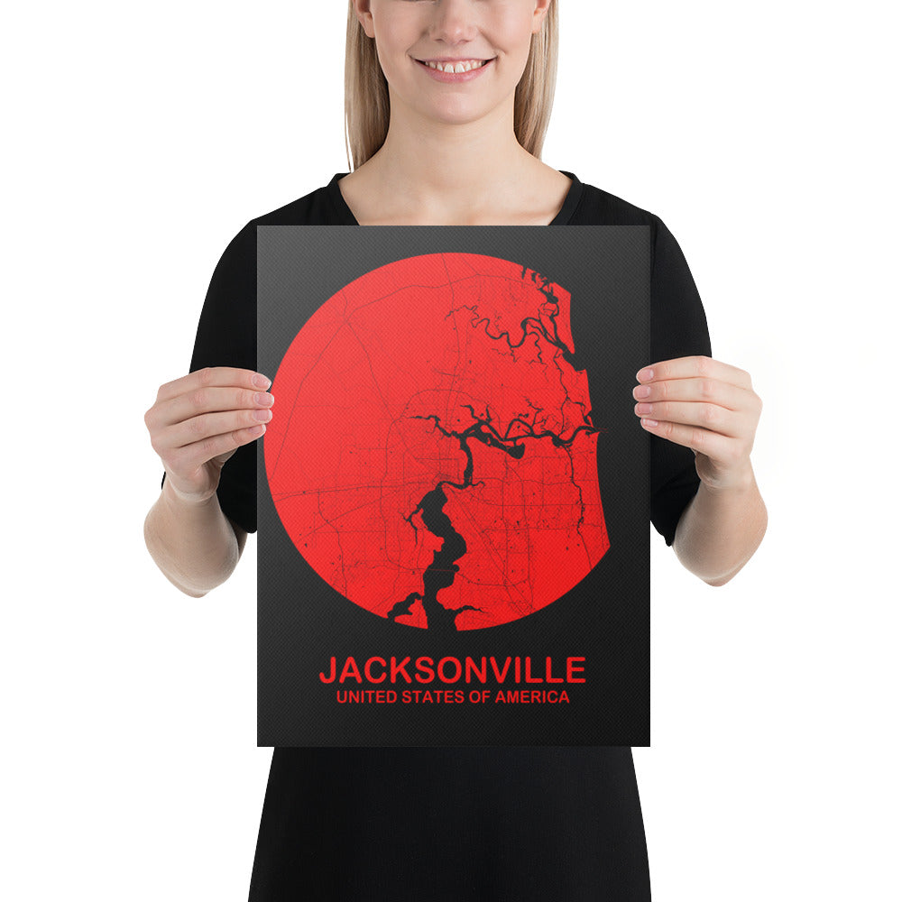 Jacksonville Circular Red Canvas Map