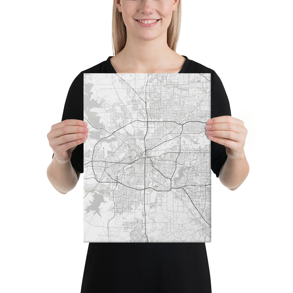 Fort Worth White Canvas Map