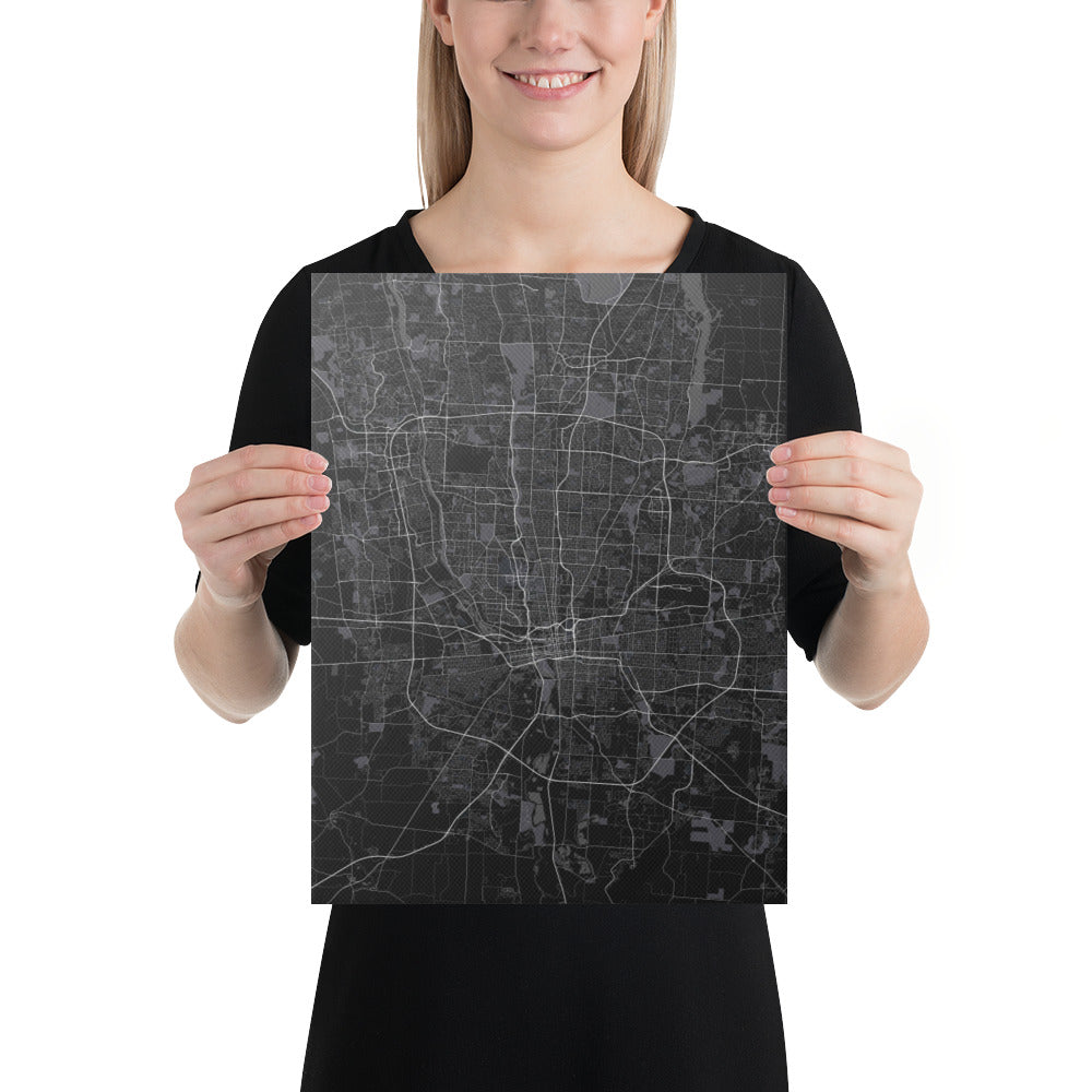 Columbus Black Canvas Map