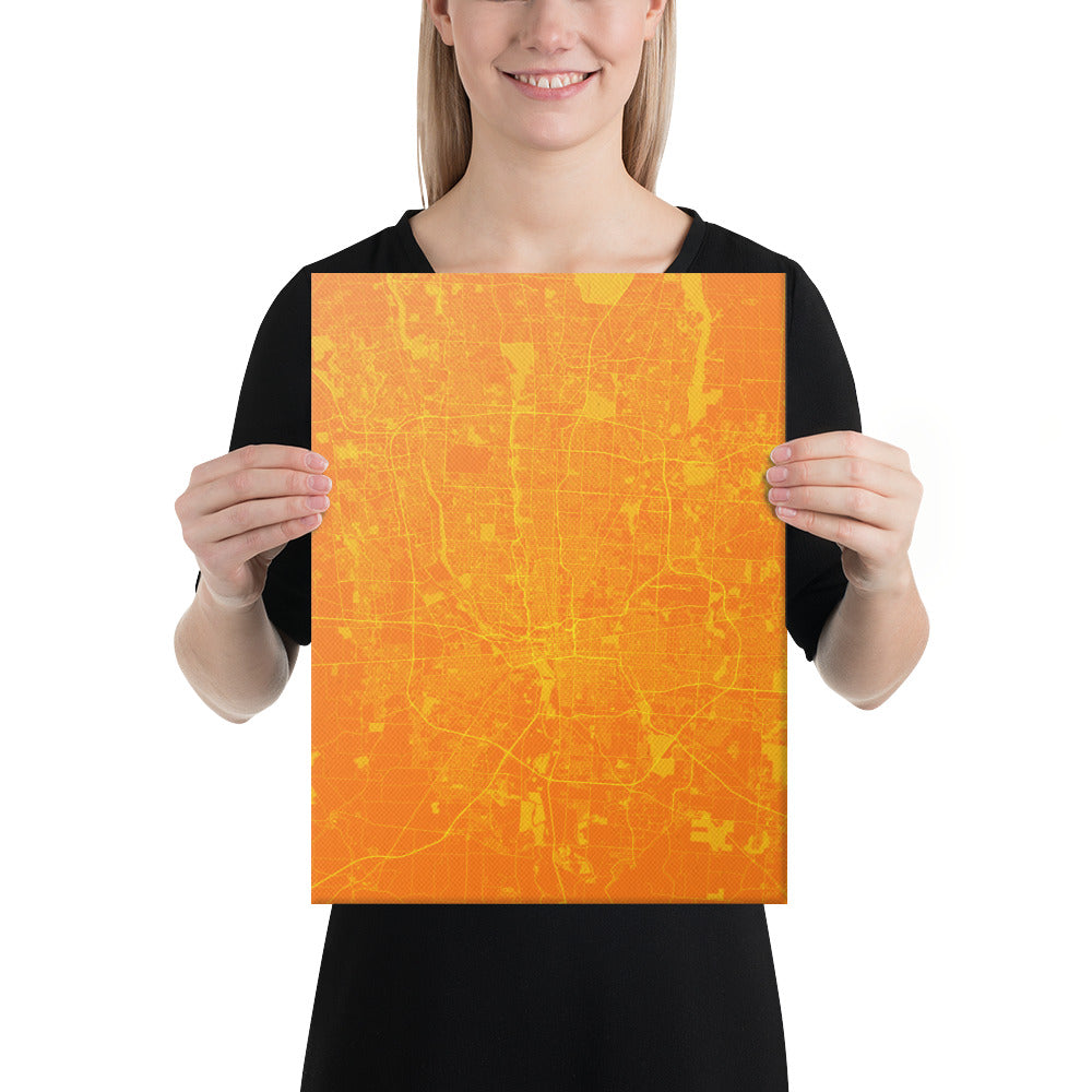 Columbus Orange and Yellow Canvas Map