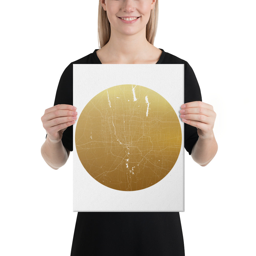 Columbus Gold on White Canvas Map