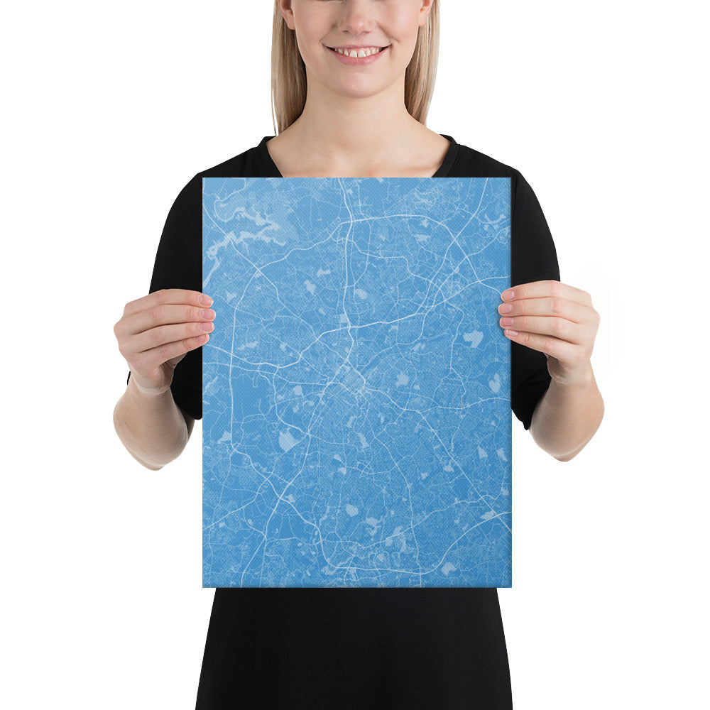 Charlotte Blue and White Canvas Map