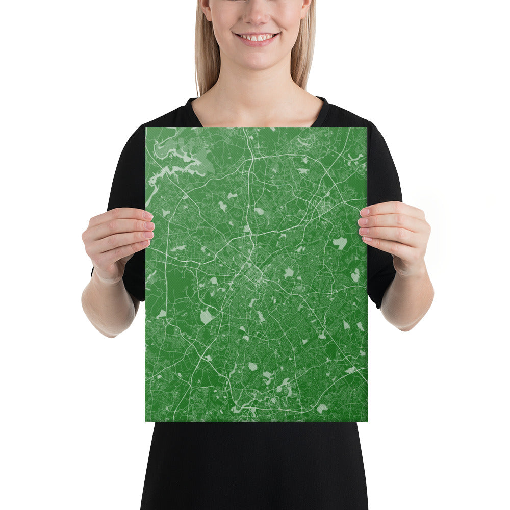 Charlotte Green and White Canvas Map