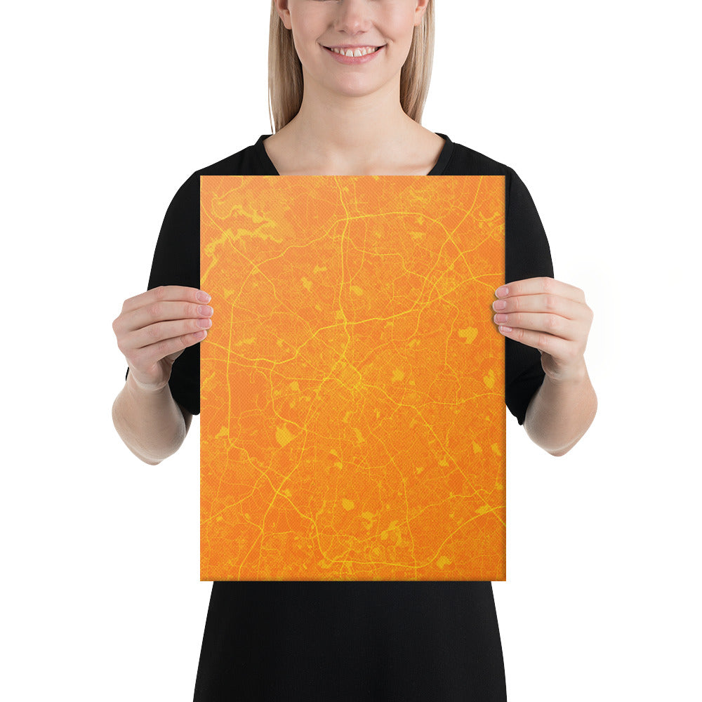 Charlotte Orange and Yellow Canvas Map