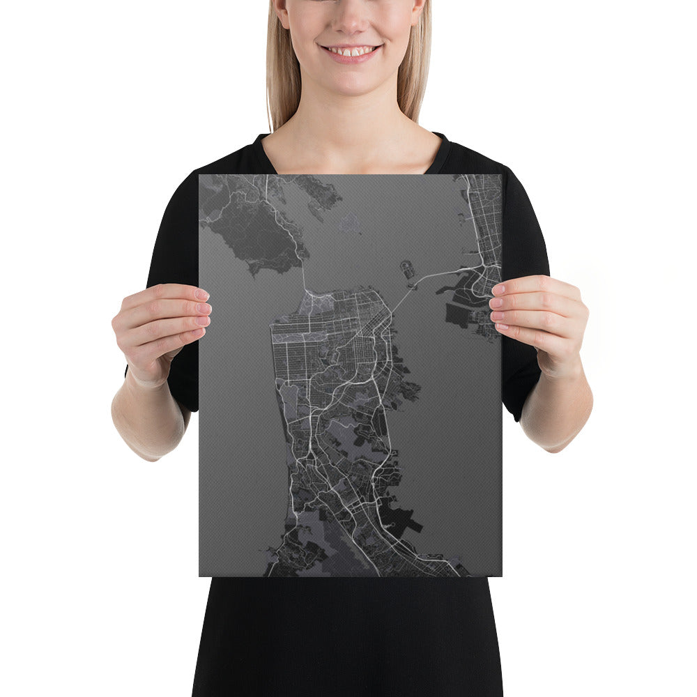 San Francisco Black Canvas Map