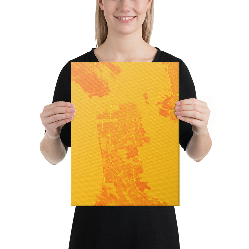 San Francisco Orange and Yellow Canvas Map