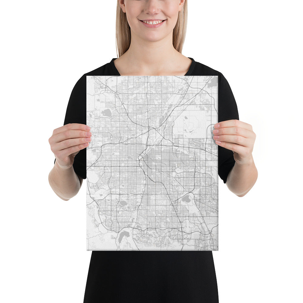 Denver White Canvas Map