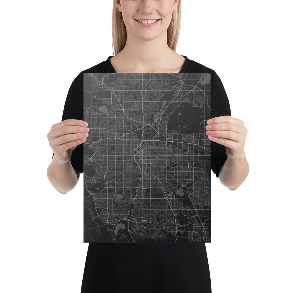 Denver Black Canvas Map