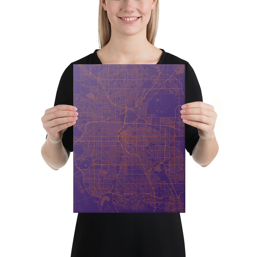 Denver Purple and Orange Canvas Map