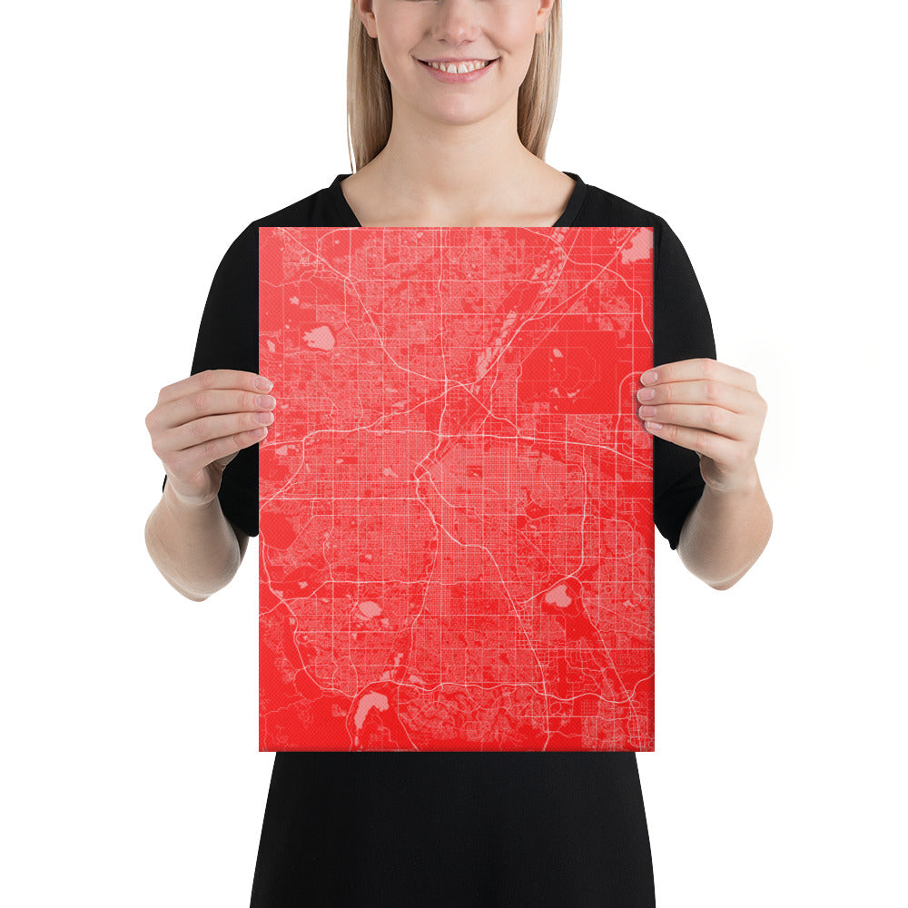 Denver Red and White Canvas Map