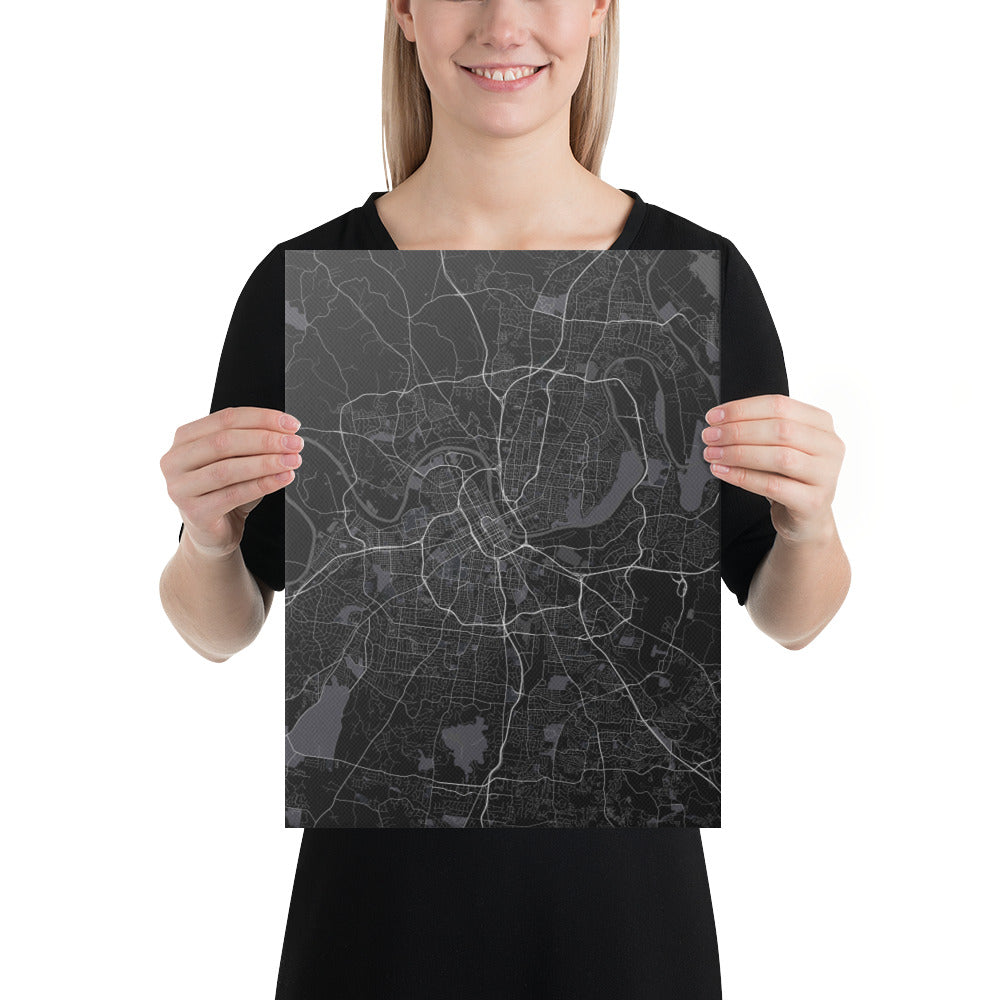 Nashville Black Canvas Map