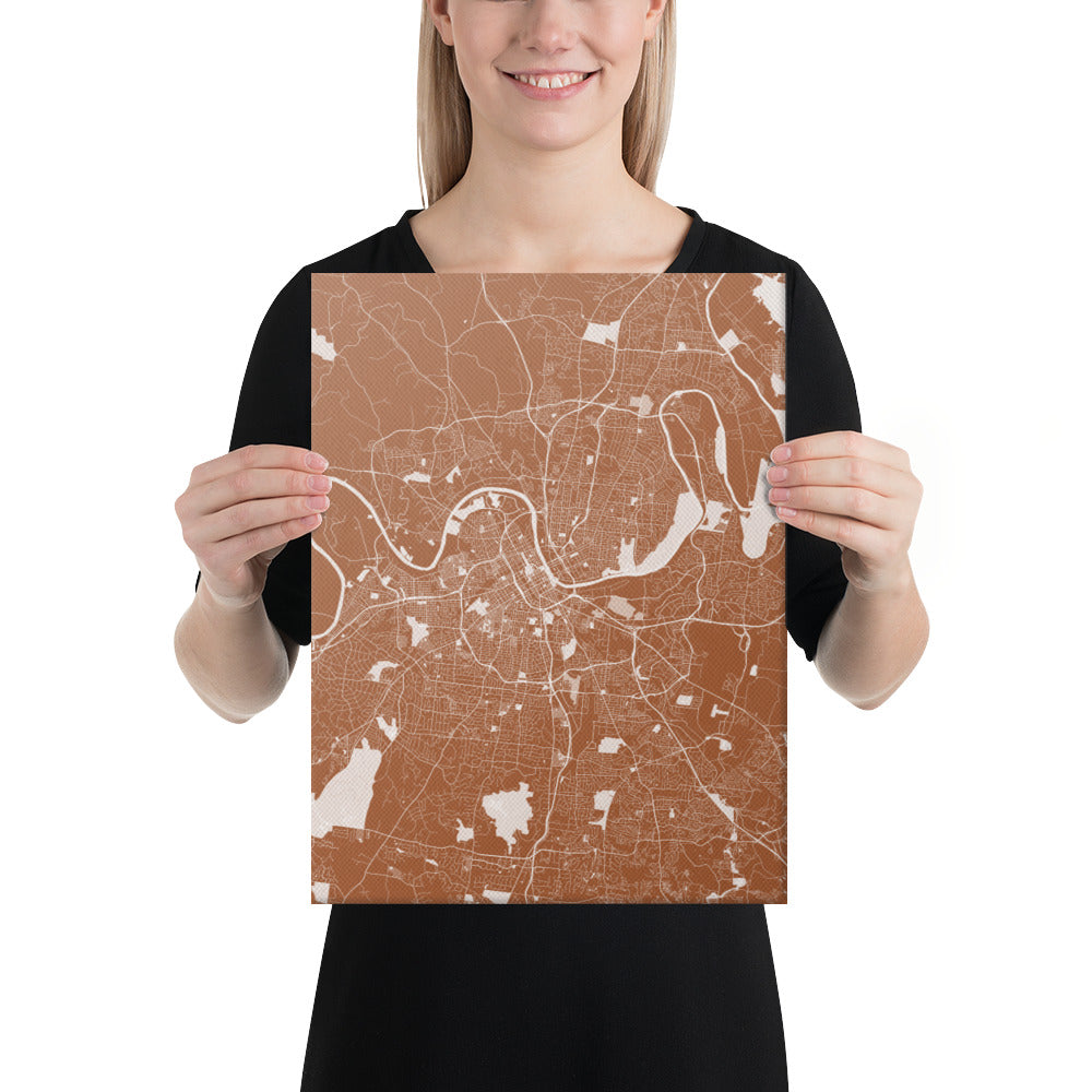 Nashville Brown and White Canvas Map