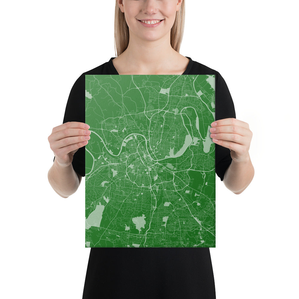 Nashville Green and White Canvas Map