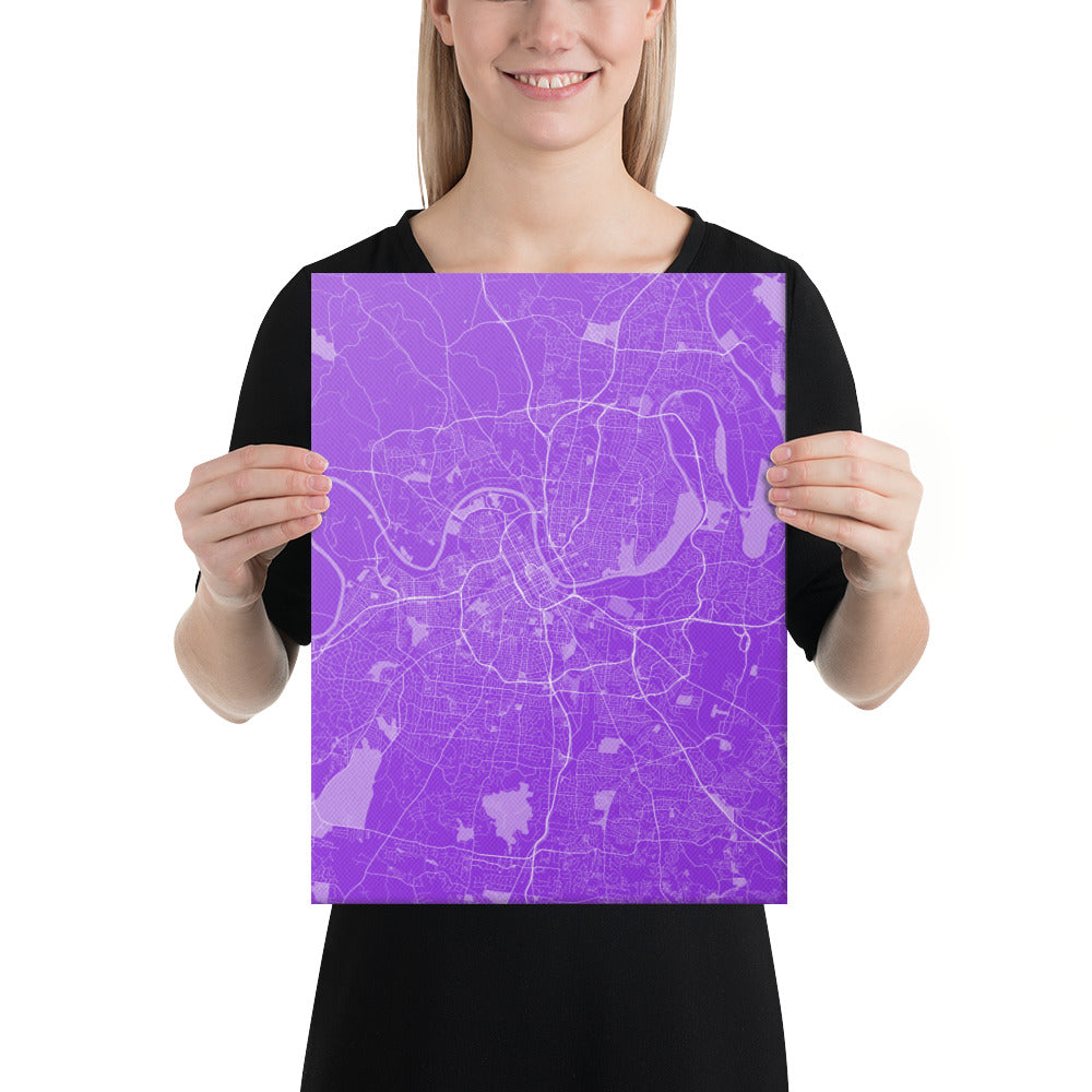 Nashville Purple and White Canvas Map