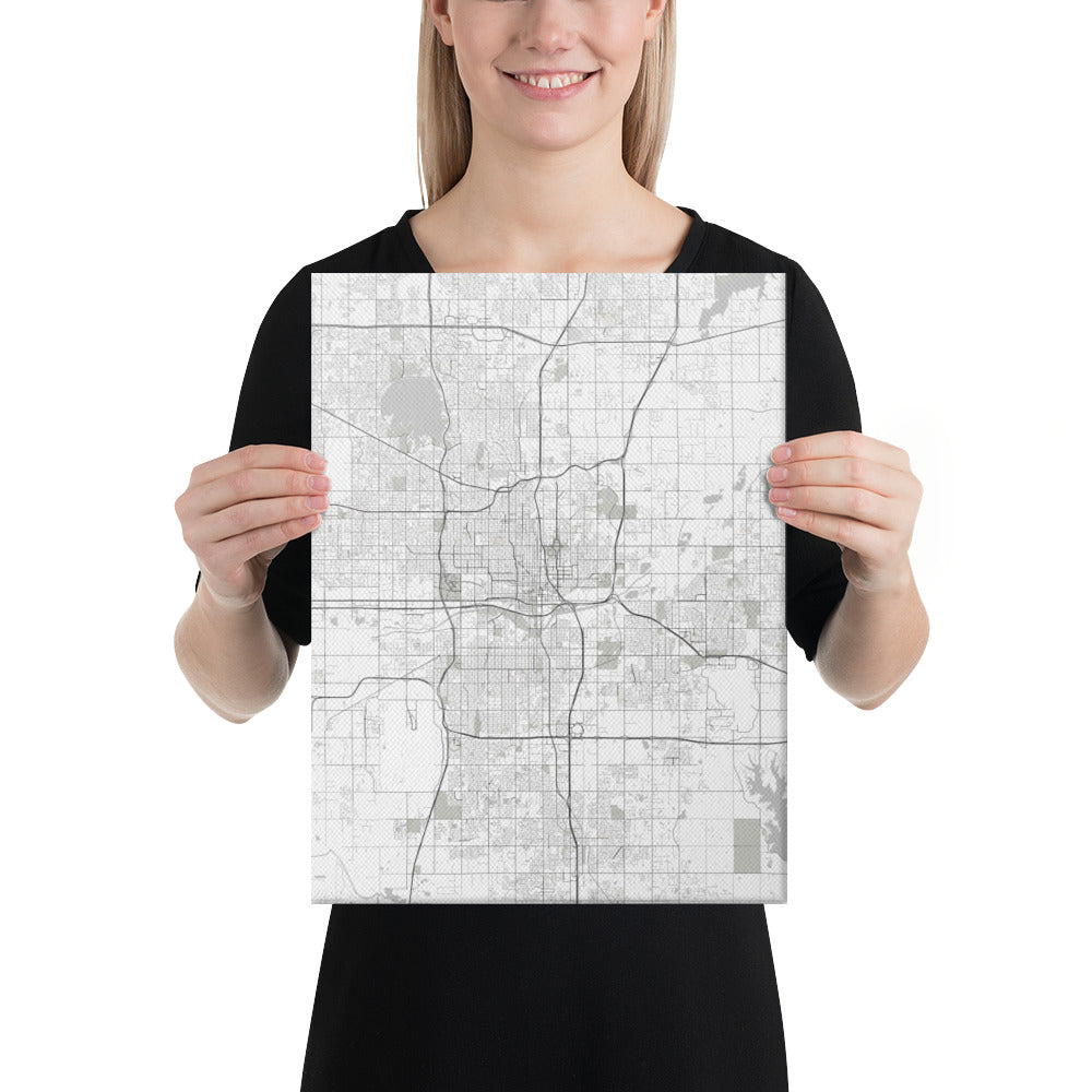 Oklahoma City White Canvas Map