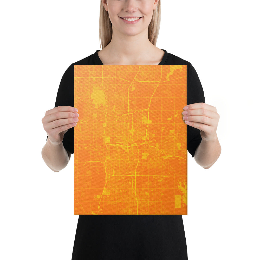 Oklahoma City Orange and Yellow Canvas Map