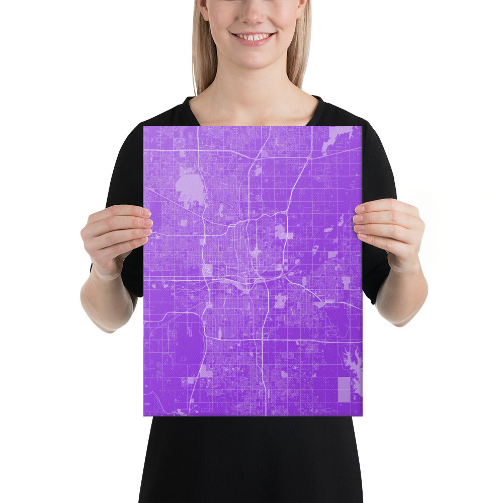 Oklahoma City Purple and White Canvas Map