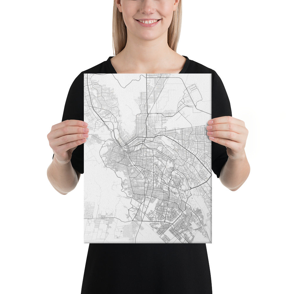 El Paso White Canvas Map