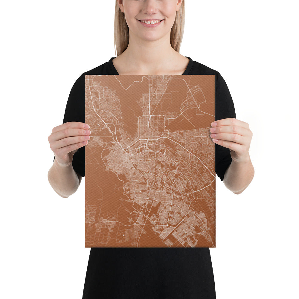 El Paso Brown and White Canvas Map