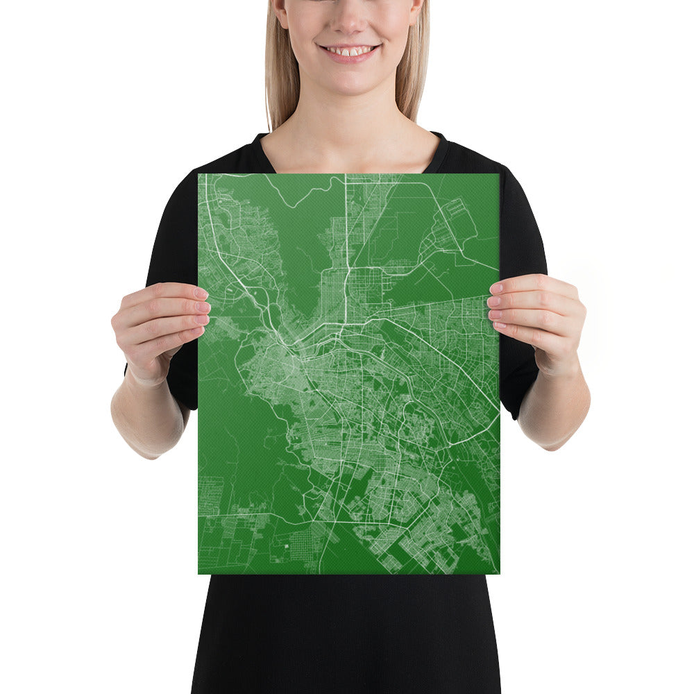 El Paso Green and White Canvas Map