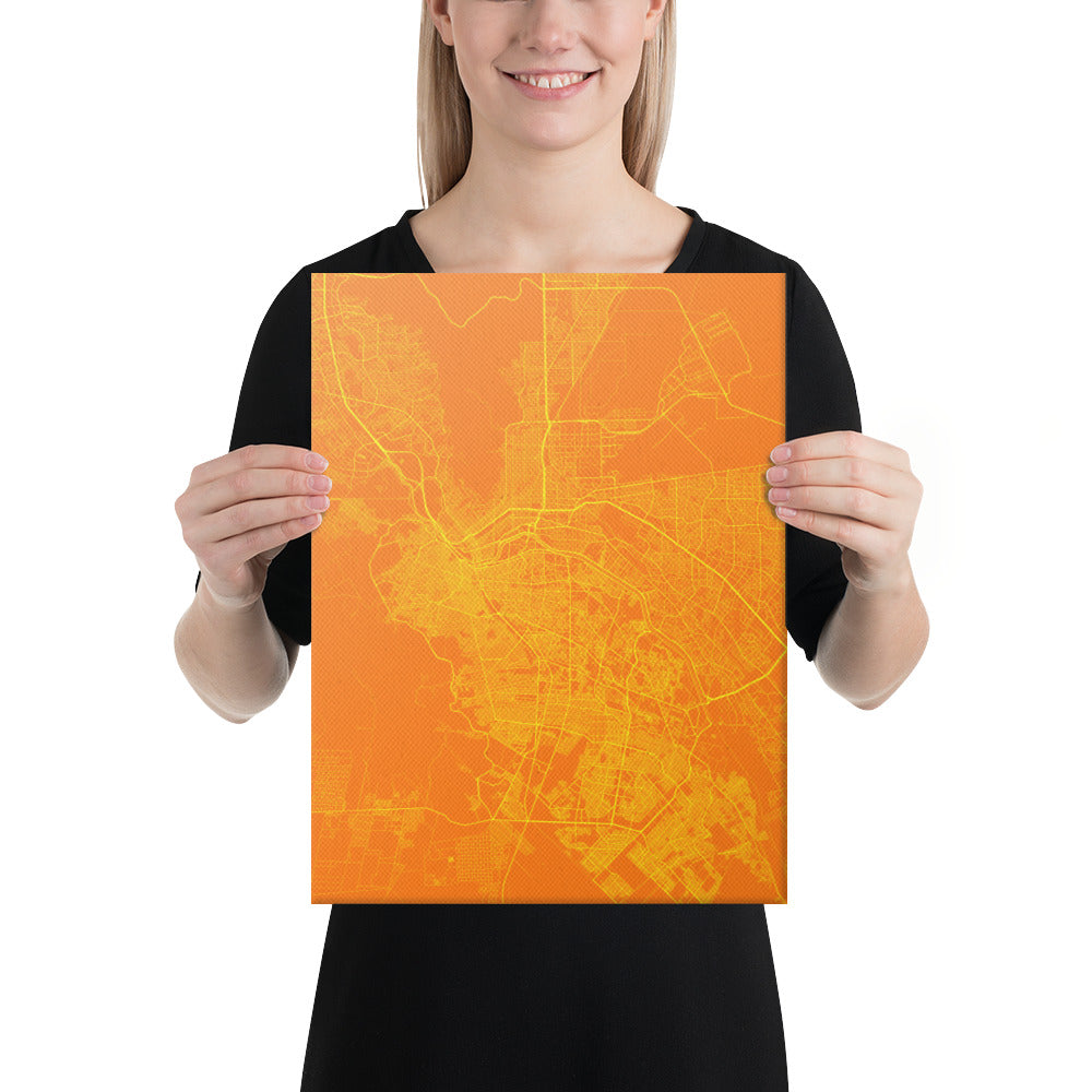 El Paso Orange and Yellow Canvas Map