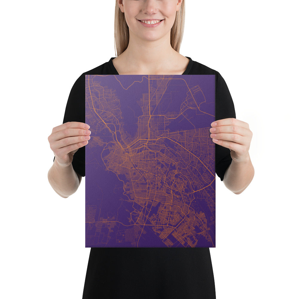 El Paso Purple and Orange Canvas Map