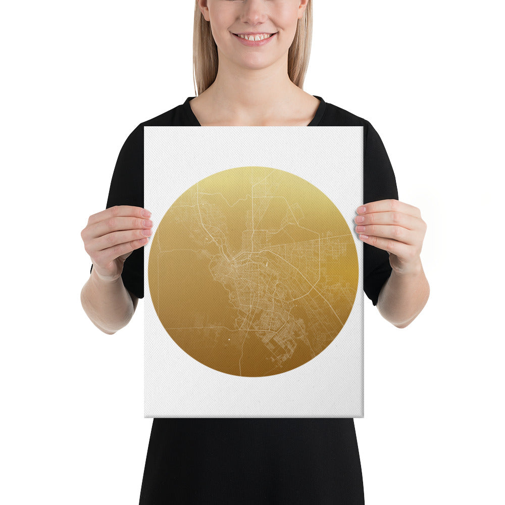 El Paso Gold on White Canvas Map