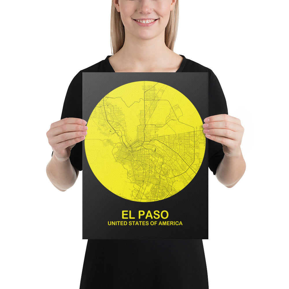 El Paso Circular Yellow Canvas Map