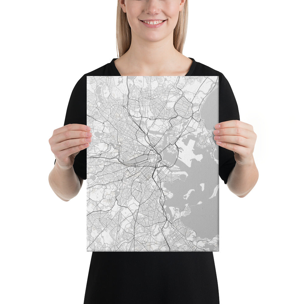 Boston White Canvas Map