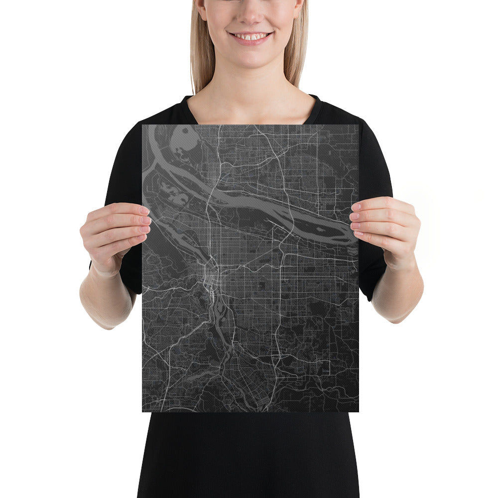 Portland Black Canvas Map