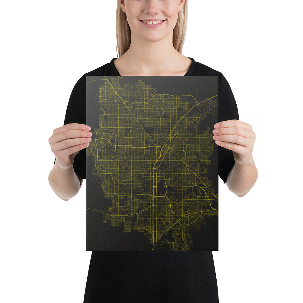 Las Vegas Black and Yellow Canvas Map