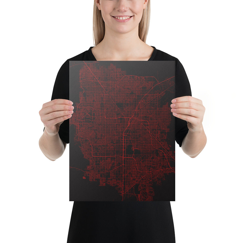 Las Vegas Black and Red Canvas Map