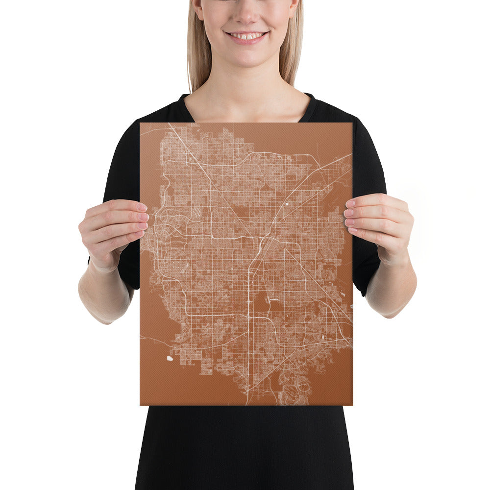 Las Vegas Brown and White Canvas Map